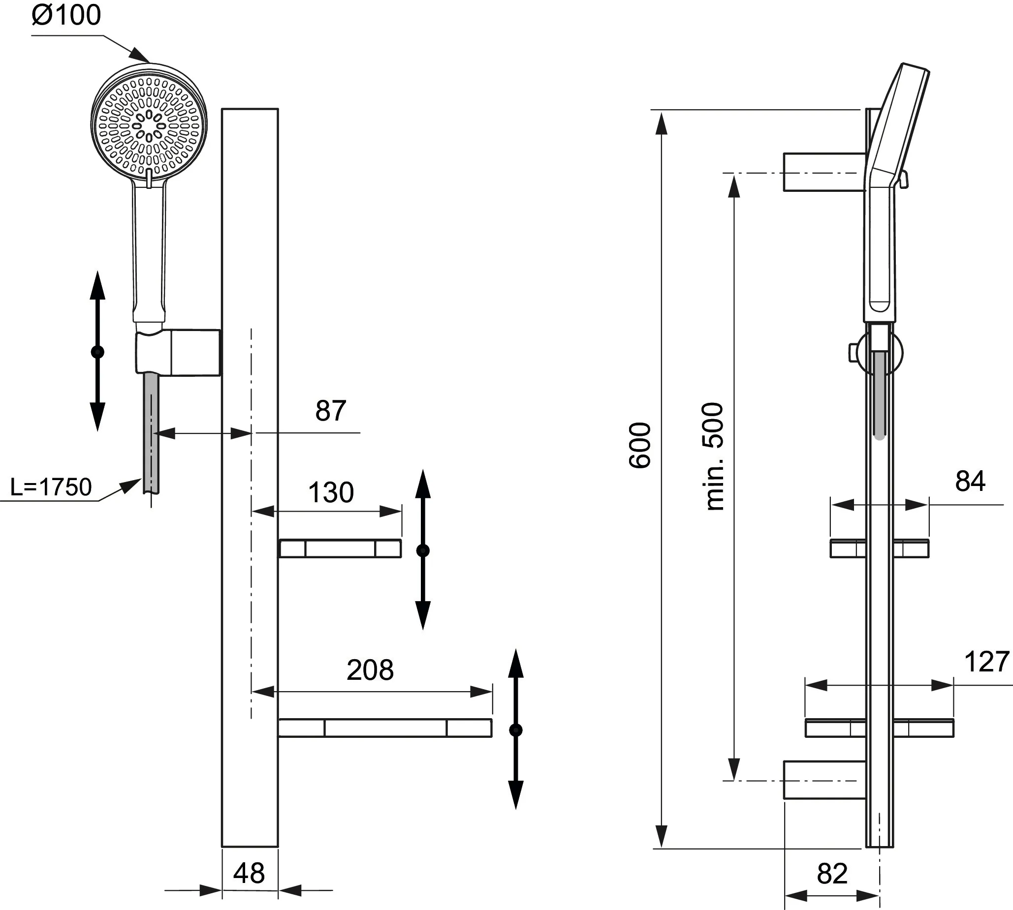 Brausekombination Alu+ mit 2 Funktions-Handbrause und 2 Ablagen Rose Brausekombination Alu+ mit 2 Funktions-Handbrause und 2 Ablagen Rose