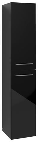 Villeroy & Boch Hochschrank „Avento“ 35 × 176 × 37,2 × 37,2 cm in Crystal Black, Anschlag links, Soft Closing, 2 Türen