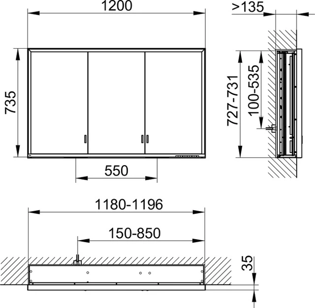 KEUCO Wandeinbau Spiegelschrank mit verdecktem Ablagefach „Royal Lumos“ in Silber (eloxiert), Unterputz, mit Steckdosen, ohne Spiegelheizung 1200 × 735 × 165 mm KEUCO Wandeinbau Spiegelschrank mit verdecktem Ablagefach „Royal Lumos“ in Silber (eloxiert), Unterputz, mit Steckdosen, ohne Spiegelheizung 1200 × 735 × 165 mm