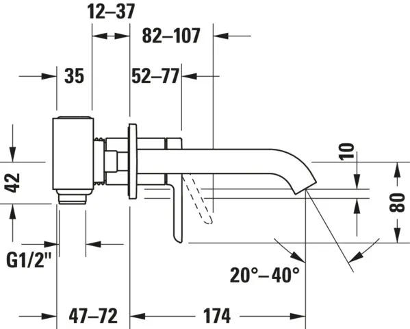 C.1 Einhebel-Waschtischmischer Unterputz,Ausl.174 Breite 173 mm