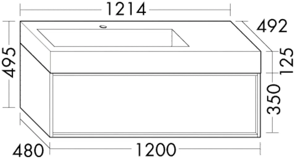 Mineralguss-Waschtisch Uomo inkl. Waschtischunterschrank - burgbad, Serie Uomo, 1214 mm breit, 495 mm hoch, Becken 776x331 mm Mineralguss-Waschtisch Uomo inkl. Waschtischunterschrank - burgbad, Serie Uomo, 1214 mm breit, 495 mm hoch, Becken 776x331 mm