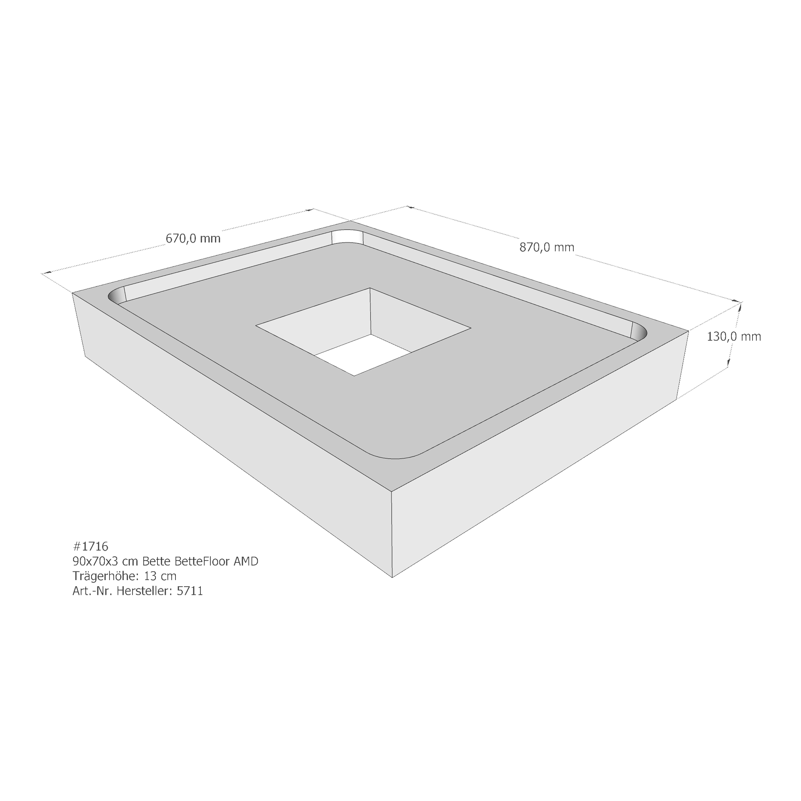 Duschwannenträger für Bette Floor 90 × 70 × 3 cm Duschwannenträger für Bette Floor 90 × 70 × 3 cm