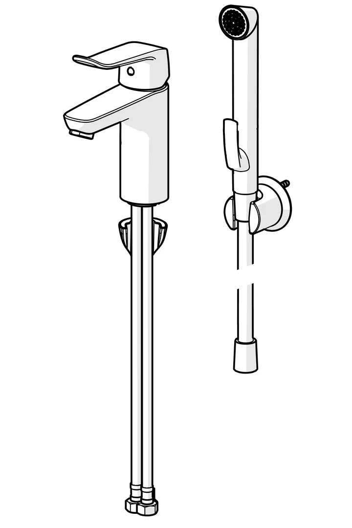 HansaCARE Waschtischarmatur HansaCARE 4628 Bedienungshebel lang 1-strahlig Ausladung 114 mm DN15 Chrom