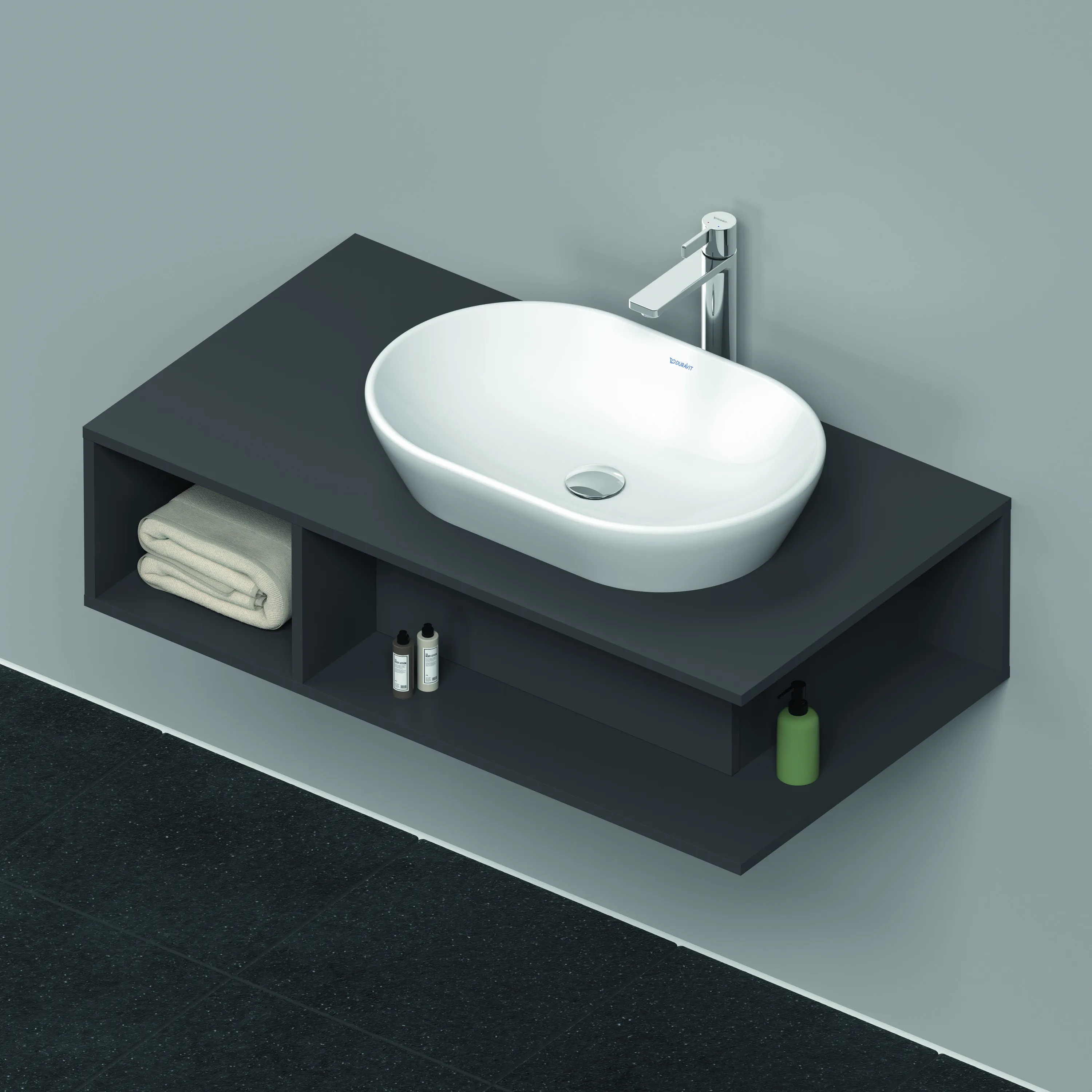 Duravit Waschtischunterschrank wandhängend „D-Neo“ 100 × 26 × 55 cm Graphit Matt