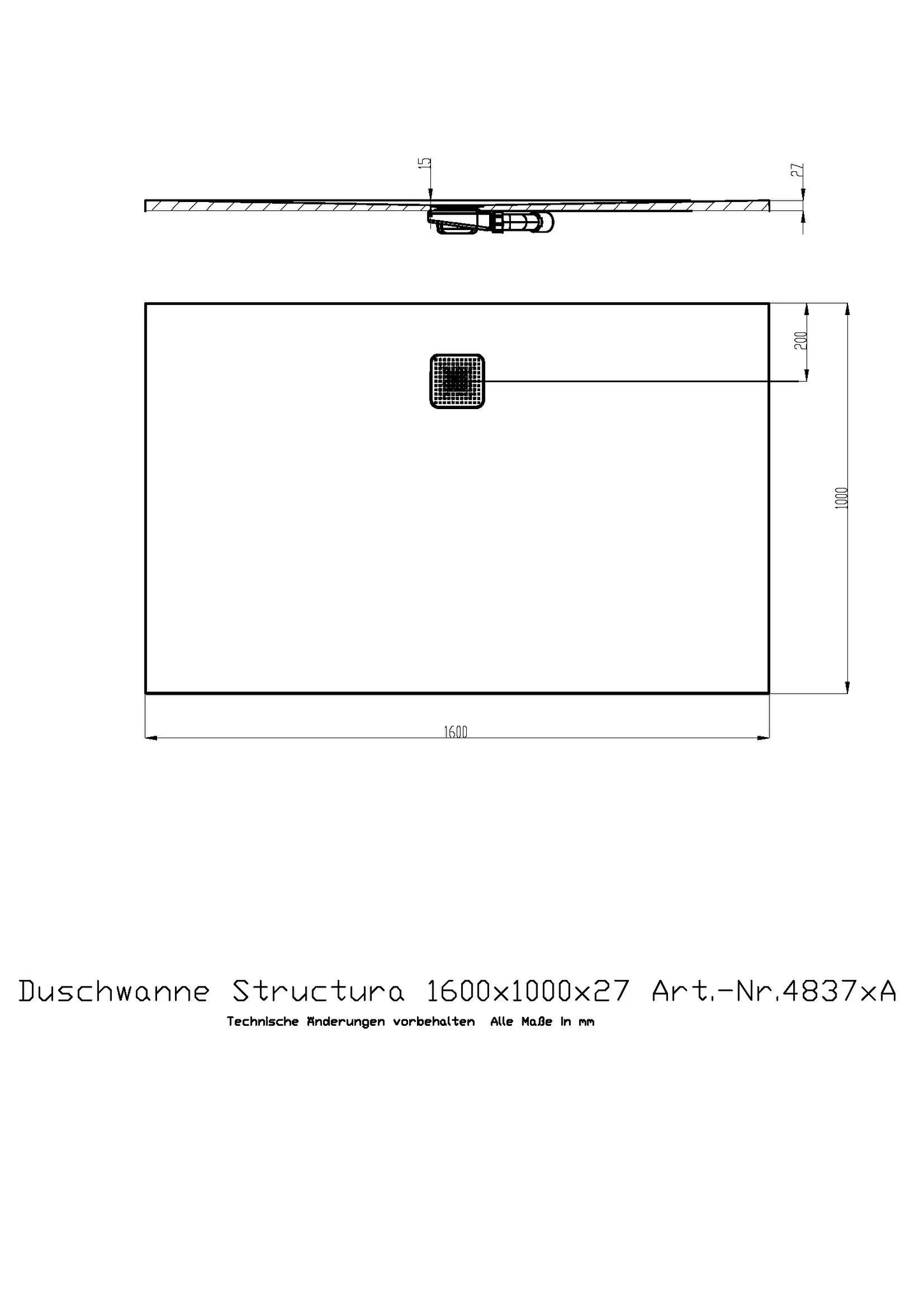 Duschwanne Structura 1600x1000x27 in gesoftete Schieferoptik, mit Antirutsch B, Material Solique, Weiß Duschwanne Structura 1600x1000x27 in gesoftete Schieferoptik, mit Antirutsch B, Material Solique, Weiß