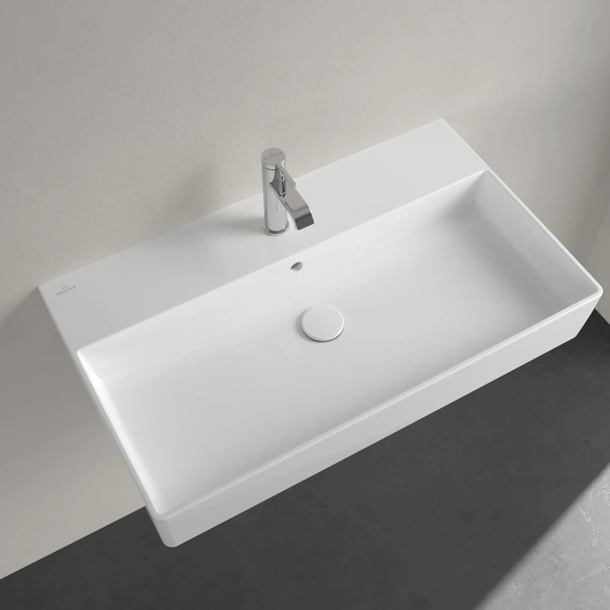 Villeroy & Boch Wandwaschbecken Memento 2.0, 800x470x140 mm, glänzend weiß Alpin, TitanCeram, mit Überlauf, für 3-Loch-Armatur
