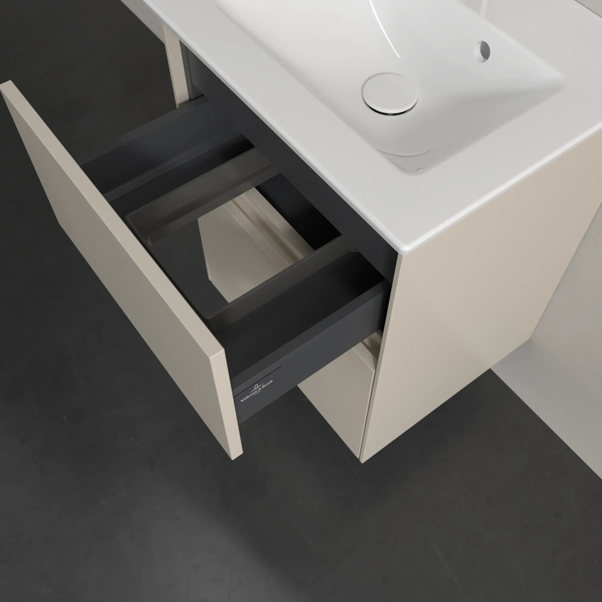 Villeroy & Boch Waschbeckenunterschrank Collaro C14100, Cashmere Grey, 472x610x404mm, Eckig, mit SoftClosing, Wandmontage Villeroy & Boch Waschbeckenunterschrank Collaro C14100, Cashmere Grey, 472x610x404mm, Eckig, mit SoftClosing, Wandmontage