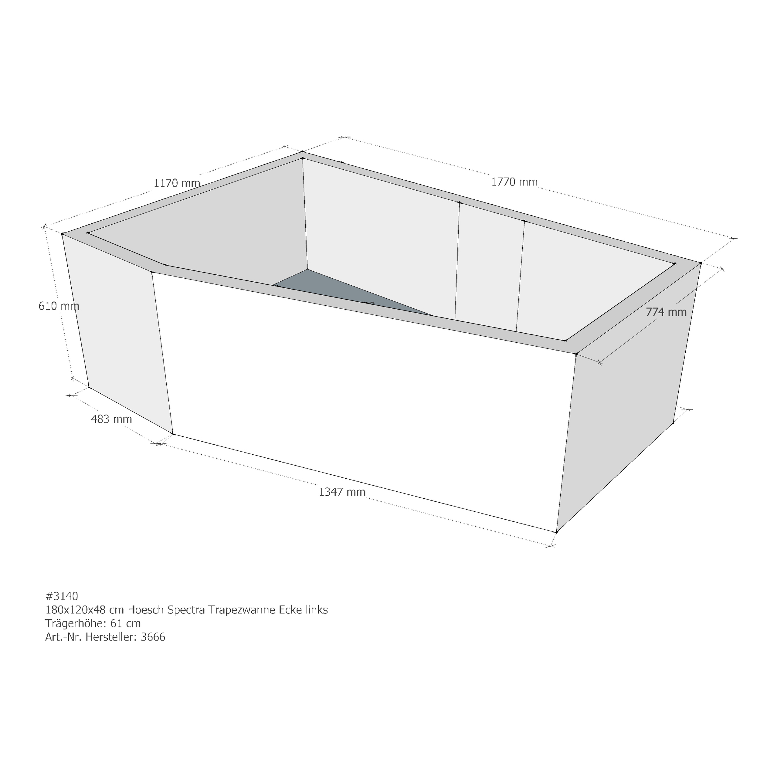 Badewannenträger für Hoesch Spectra 180x120 L 180 × 120 × 48 cm