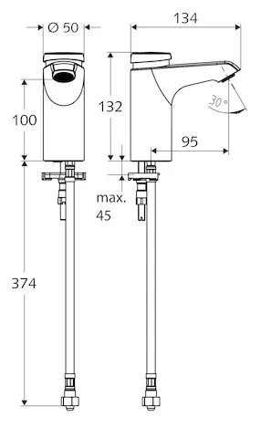 Waschtisch-Armatur XERIS SC, HD-K small - Hochdruck Kaltwasser / vorgemischtes Wasser, Selbstschluss, G 3/8 IG, chrom