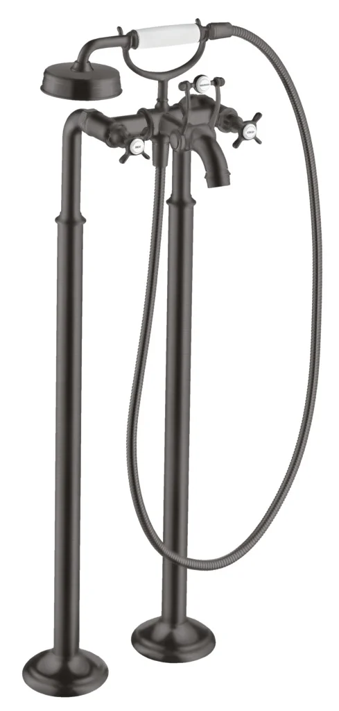 Hansgrohe AXOR Montreux 2-Griff Wannenarmatur bodenstehend, Brushed Black Chrome, Ausladung 234 mm