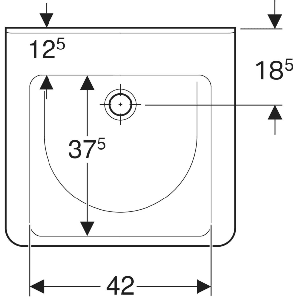 Wandwaschtisch „Renova Comfort Square“, rechteckig 55 × 52,5 cm in weiß alpin