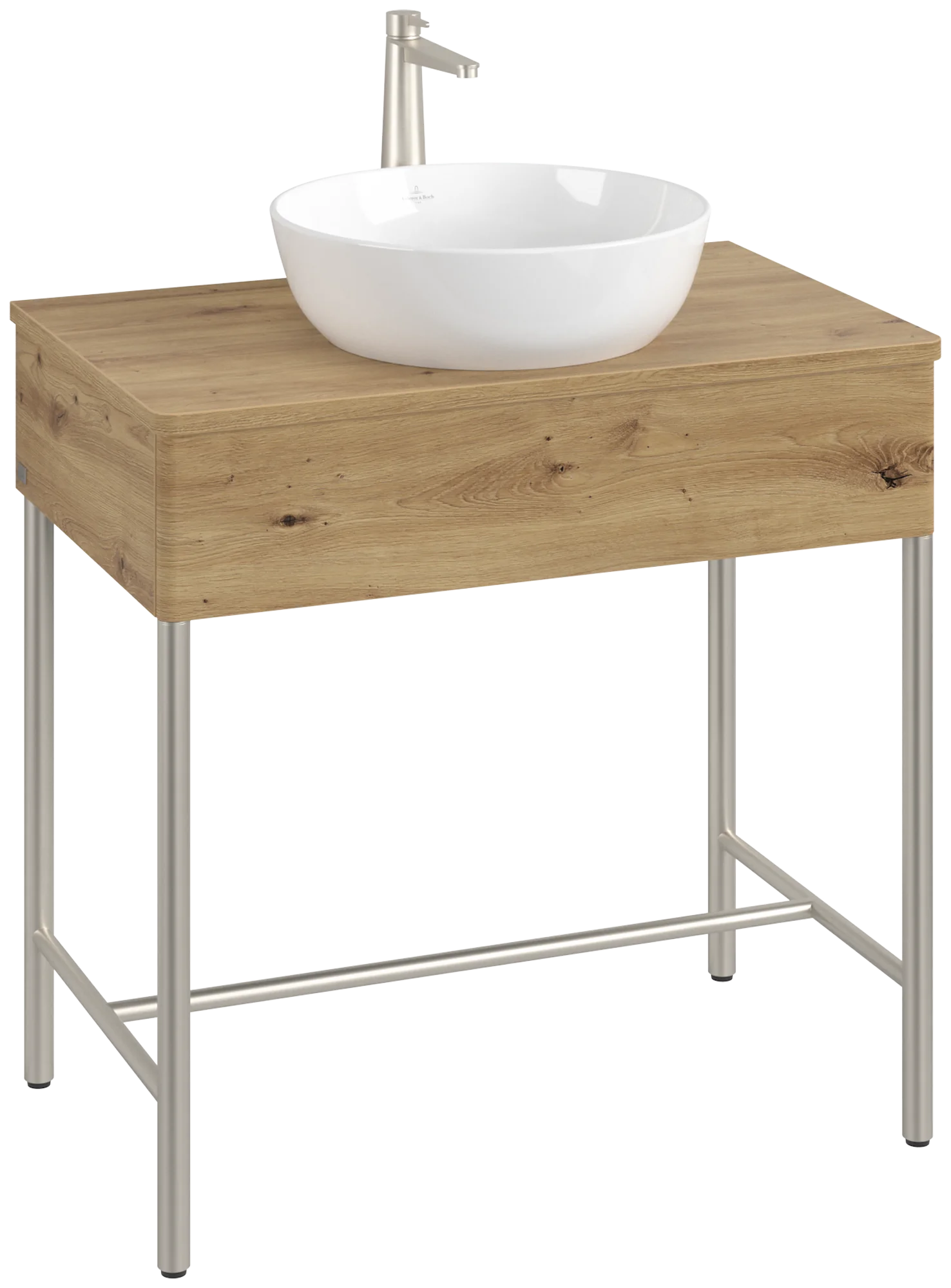 Villeroy & Boch Waschbeckenunterschrank Artis K60050, Eckig Oak Natural Touch, 800x782x500mm, Push-to-open Funktion, mit Hahnlochbohrung