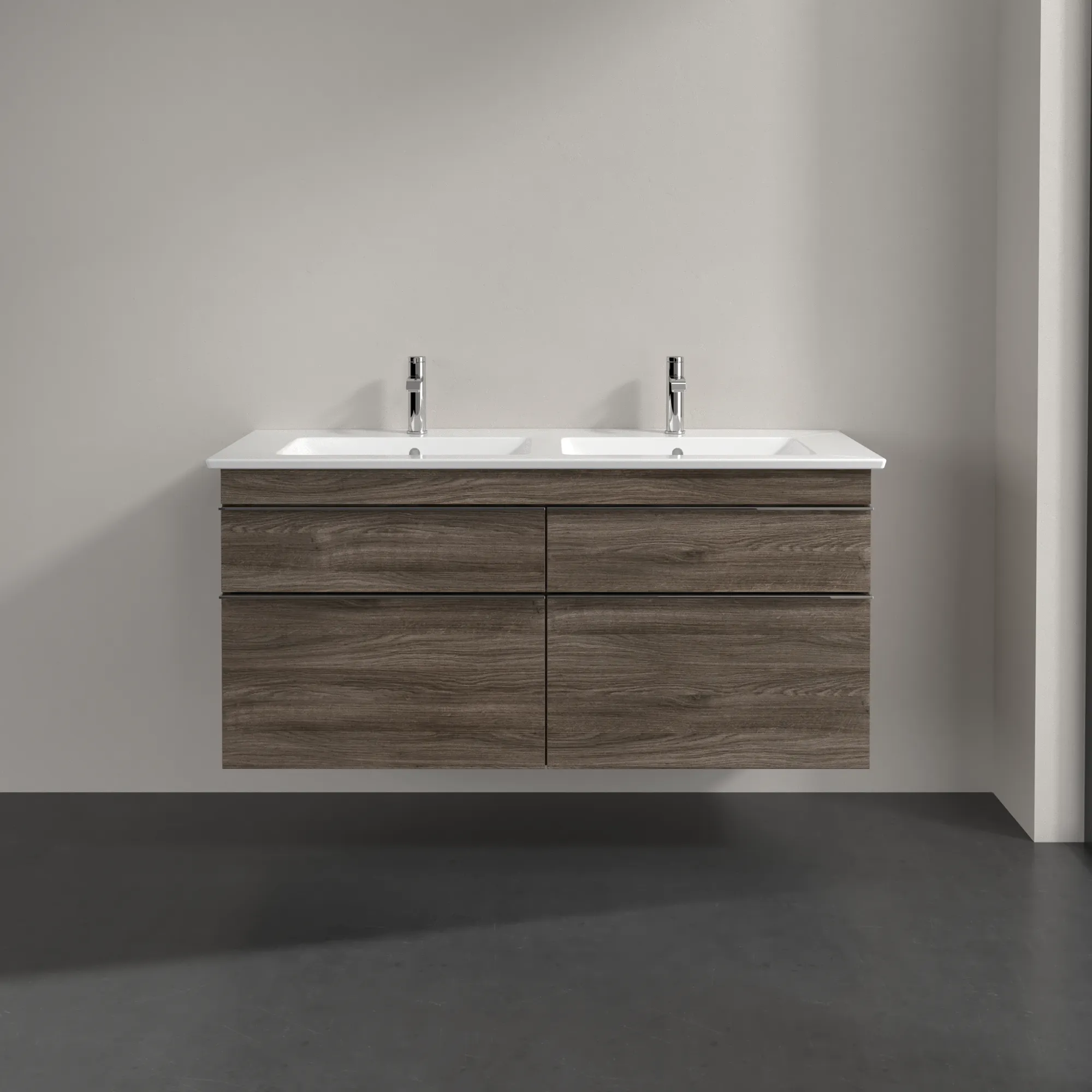 Villeroy & Boch Waschtischunterschrank „Venticello“ für Schrank-Doppelwaschtisch 1253 × 590 × 502 mm Stone Oak, für links und rechts
