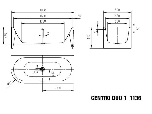 Kaldewei MEISTERSTÜCK CENTRO DUO 1 LINKS ECKEINBAU Badewanne, 1800x800 mm, alpinweiß, Perl-Effekt, Stahl-Emaille