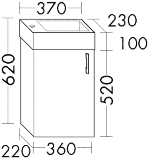burgbad Mineralguss-Waschtisch Devio inkl. Waschtischunterschrank Sys30, 230x370x620 mm, PG3