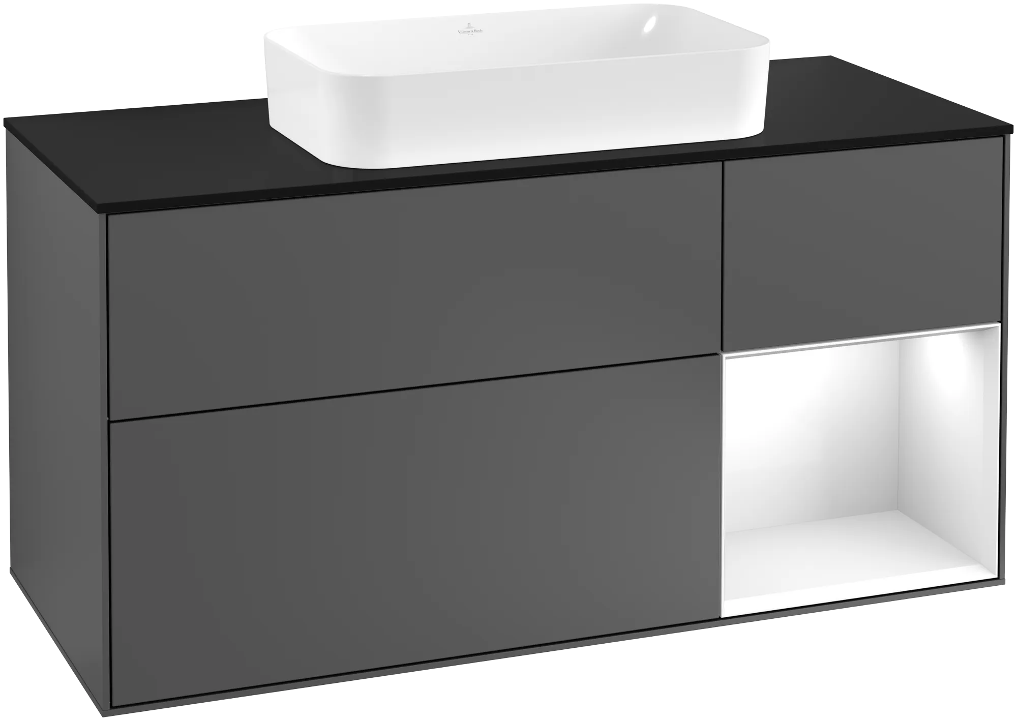 Villeroy & Boch Waschbeckenunterschrank Finion G30, anthrazit matt / glänzendes Weiß