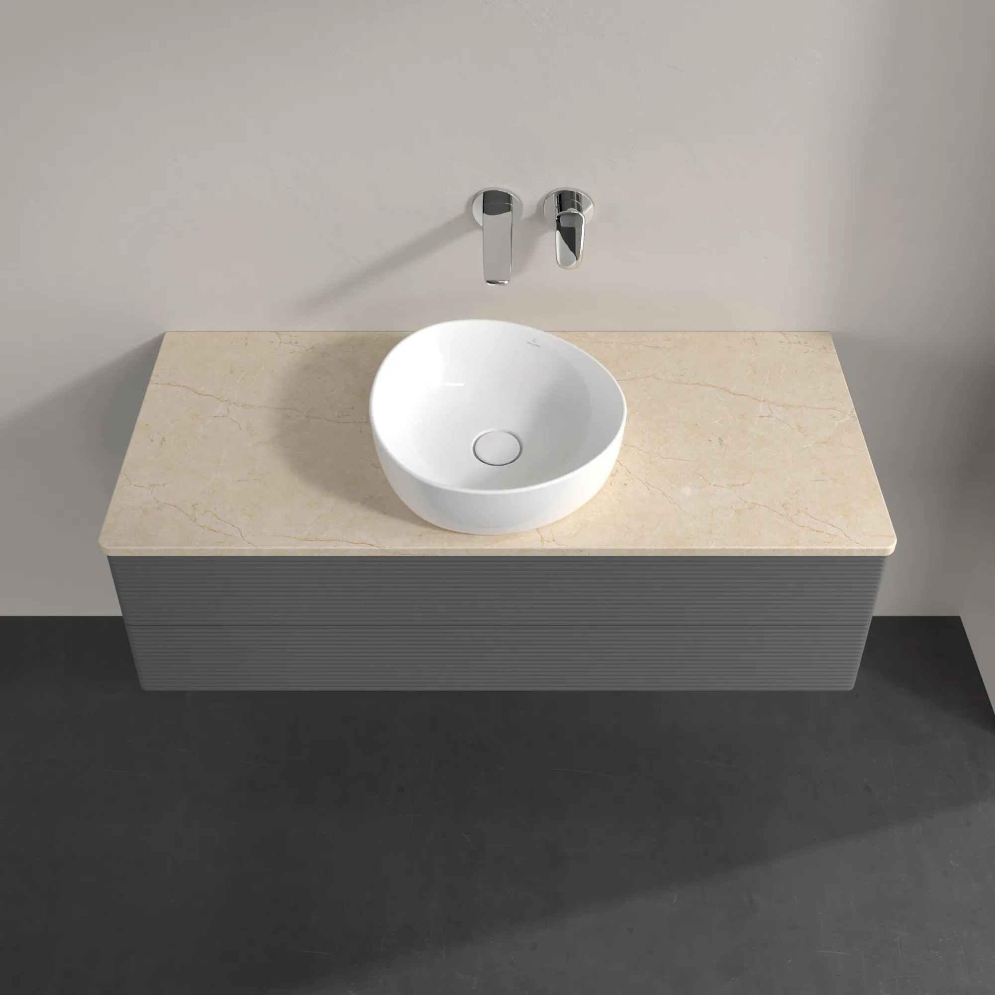 Villeroy & Boch Waschtischunterschrank „Antao“ 1200 × 360 × 500 mm Anthracite Matt Lacquer, für Becken mittig, ohne Beleuchtung Villeroy & Boch Waschtischunterschrank „Antao“ 1200 × 360 × 500 mm Anthracite Matt Lacquer, für Becken mittig, ohne Beleuchtung