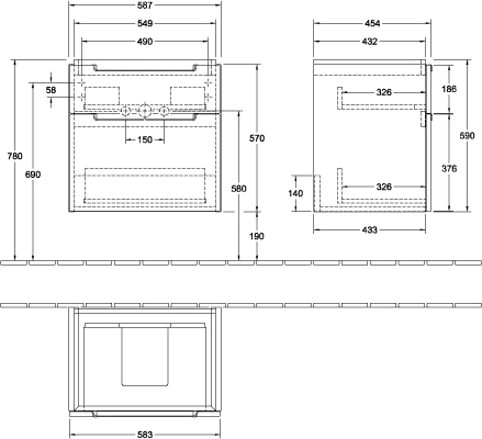 Villeroy & Boch Waschtischunterschrank „Subway 2.0“ 587 × 590 × 454 mm Nordic Oak, für Becken mittig, ohne Beleuchtung
