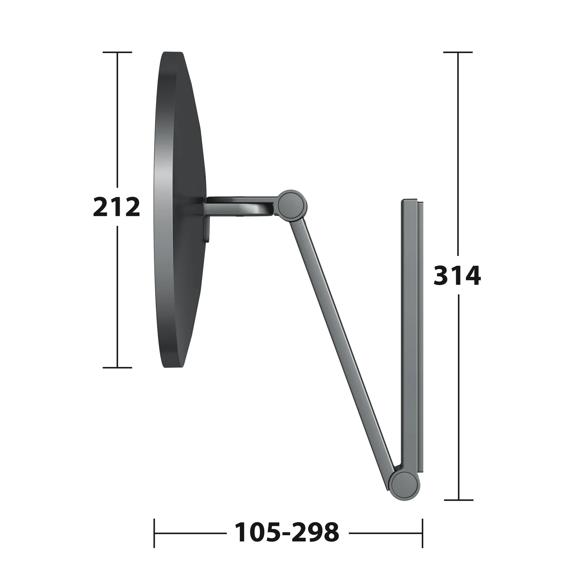KEUCO Kosmetikspiegel „iLook_move“ Rund, ohne Beleuchtung in Schwarzchrom (gebürstet), ⌀ 212 mm KEUCO Kosmetikspiegel „iLook_move“ Rund, ohne Beleuchtung in Schwarzchrom (gebürstet), ⌀ 212 mm