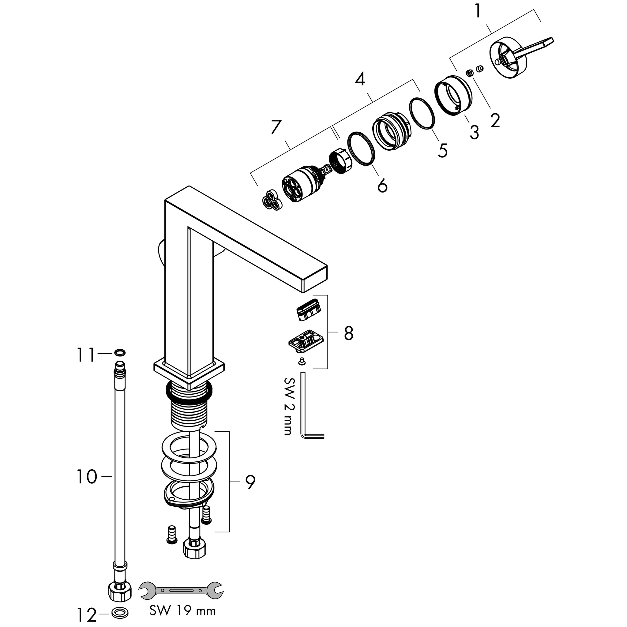 Hansgrohe Tecturis E Einhebel-Waschtischmischer 240 Fine CoolStart EcoSmart+ Brushed Bronze, Ausladung 197 mm, Auslaufhöhe 243 mm, Keramikmischsystem, max. Durchflussmenge 4 l/min bei 3 bar