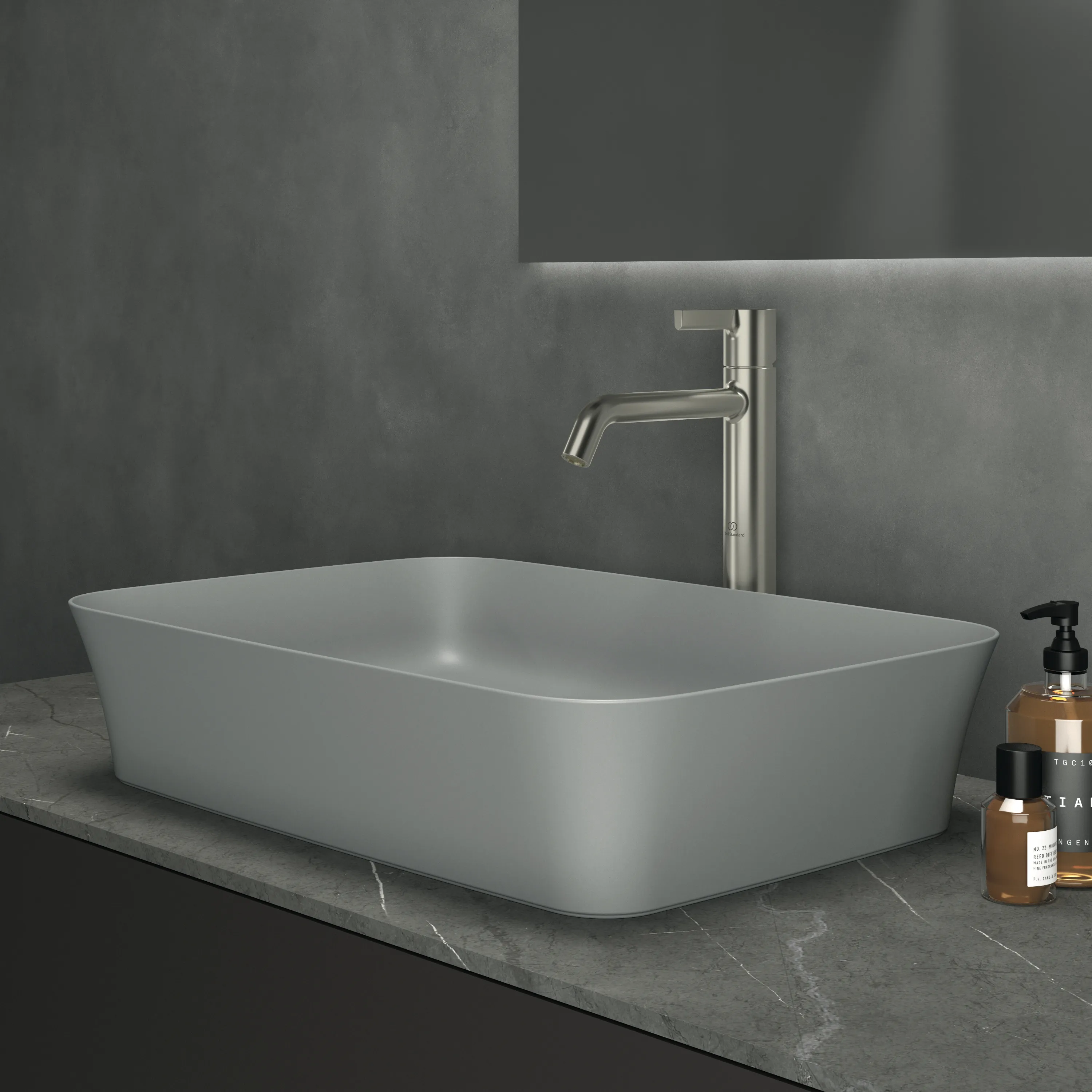 Waschbecken „Ipalyss“ 55 × 38 × 12,5 cm in Betongrau