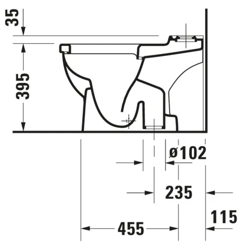 Stand-WC Kombi Starck 3 655 mm Tiefspüler, fürSPK, Abg.senkr., weiß