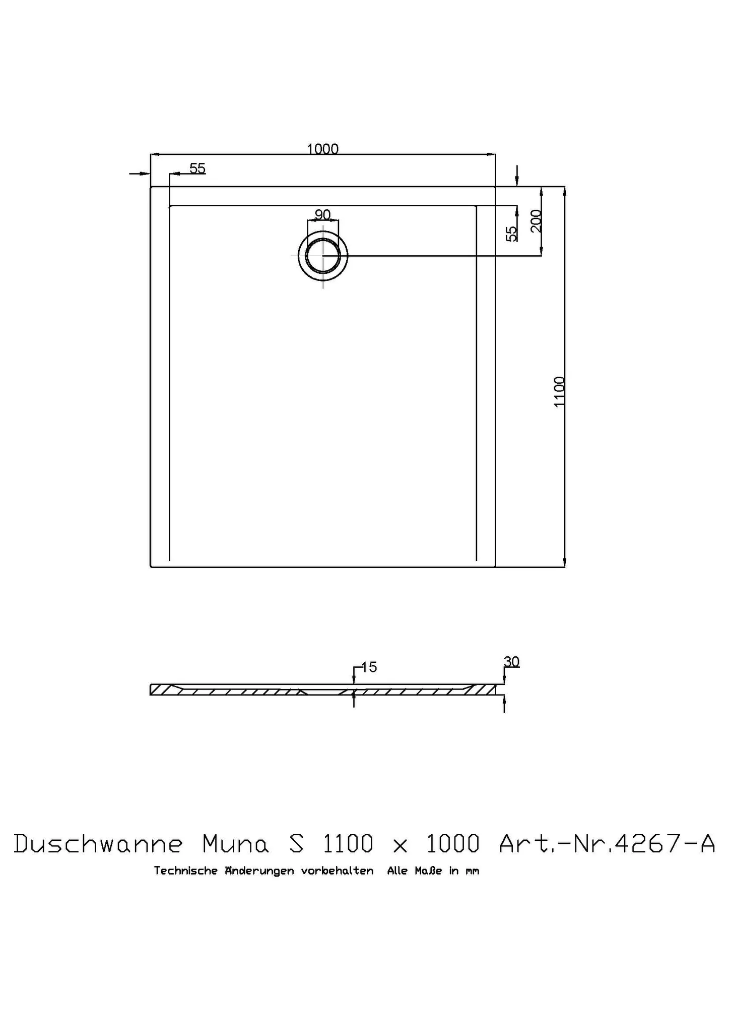 Hoesch Muna S Duschwanne Mineralguss Solique, Schiefergrau Hoesch Muna S Duschwanne Mineralguss Solique, Schiefergrau