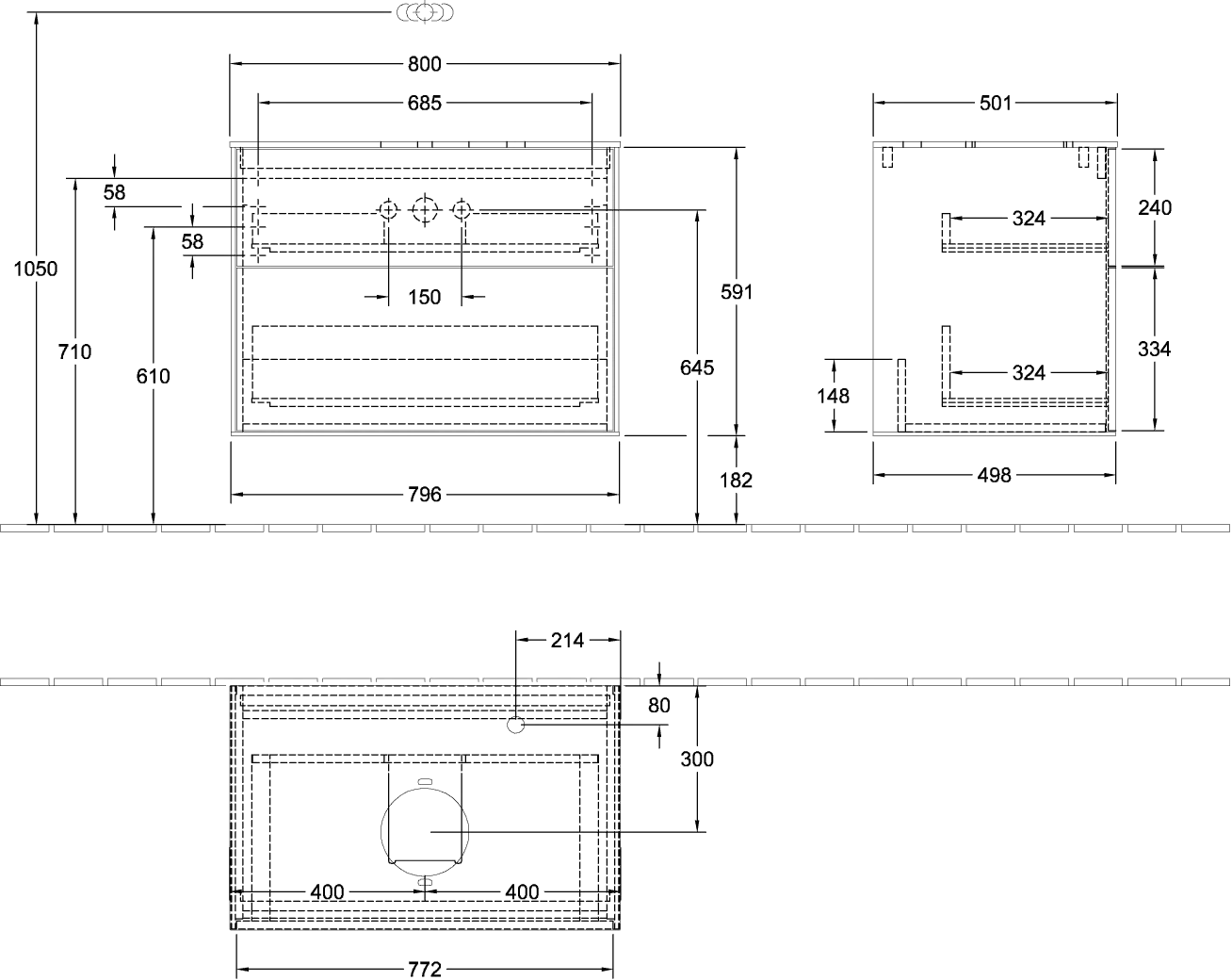 Villeroy & Boch Finion Waschbeckenunterschrank F87, 800 x 603 x 501 mm Villeroy & Boch Finion Waschbeckenunterschrank F87, 800 x 603 x 501 mm