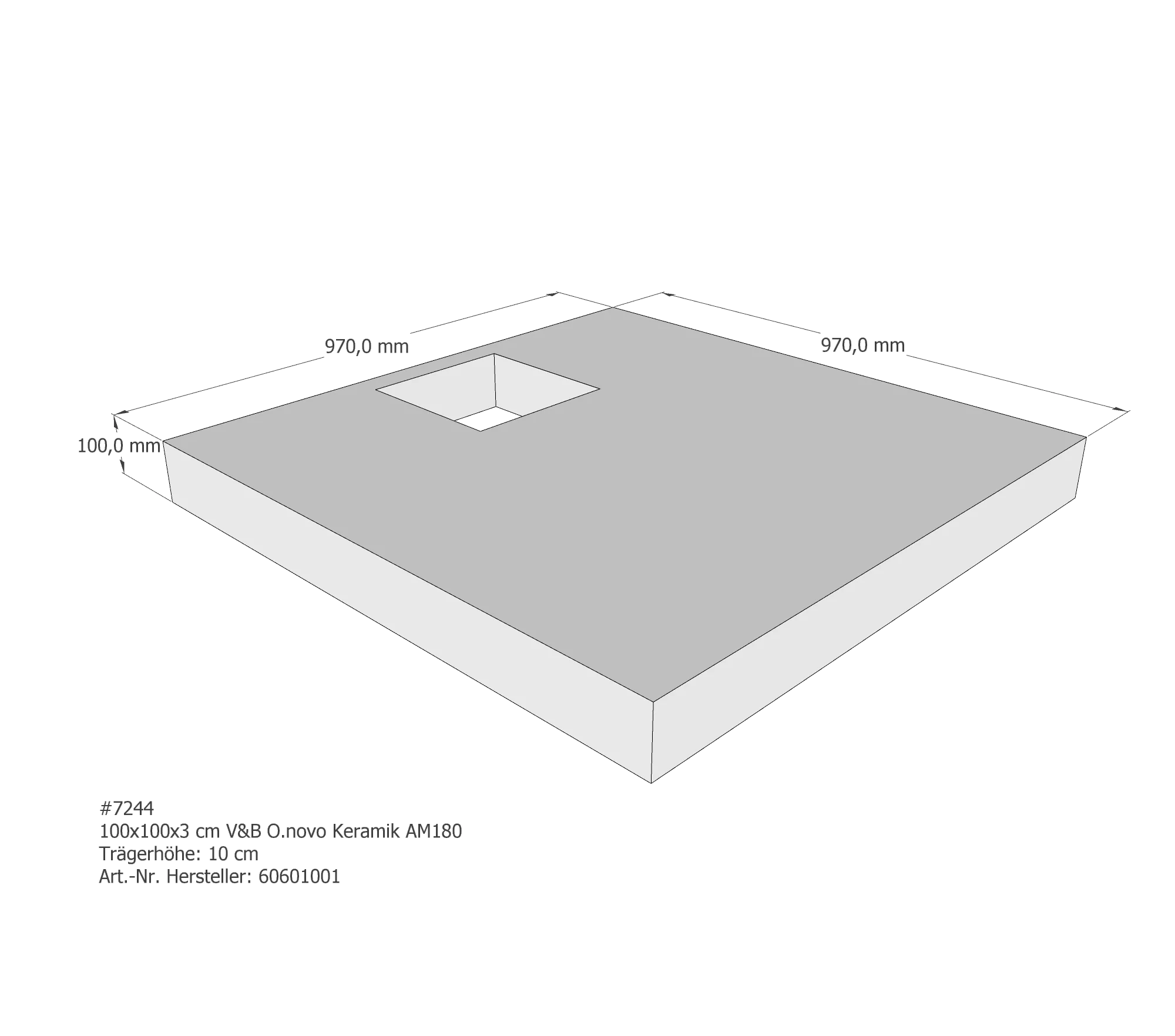 Duschwannenträger passend für Villeroy & Boch O.novo 100 × 100 × 3 cm