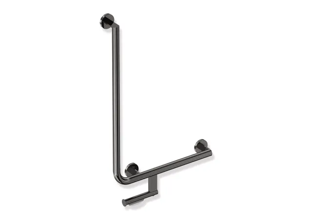 Winkelgriff mit Papierrollenhalter des Systems 900, Edelstahl, PVD, waagerechte Länge 500 mm, senkrechte Länge 750 mm, D: 32 mm, Ausführung rechts, in Farbe CK (messing glänzend) Winkelgriff mit Papierrollenhalter des Systems 900, Edelstahl, PVD, waagerechte Länge 500 mm, senkrechte Länge 750 mm, D: 32 mm, Ausführung rechts, in Farbe CK (messing glänzend)