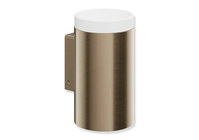 HEWI Becher mit Halter System 162, PVD-beschichtet, Edelstahl, Bronze gebürstet, 70 mm Durchmesser, 124 mm hoch, 85 mm tief HEWI Becher mit Halter System 162, PVD-beschichtet, Edelstahl, Bronze gebürstet, 70 mm Durchmesser, 124 mm hoch, 85 mm tief