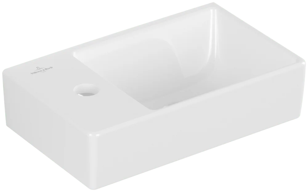Villeroy & Boch Avento Waschbecken 360x220mm, Rechteck, Becken rechts, ohne Überlauf, Weiß Alpin