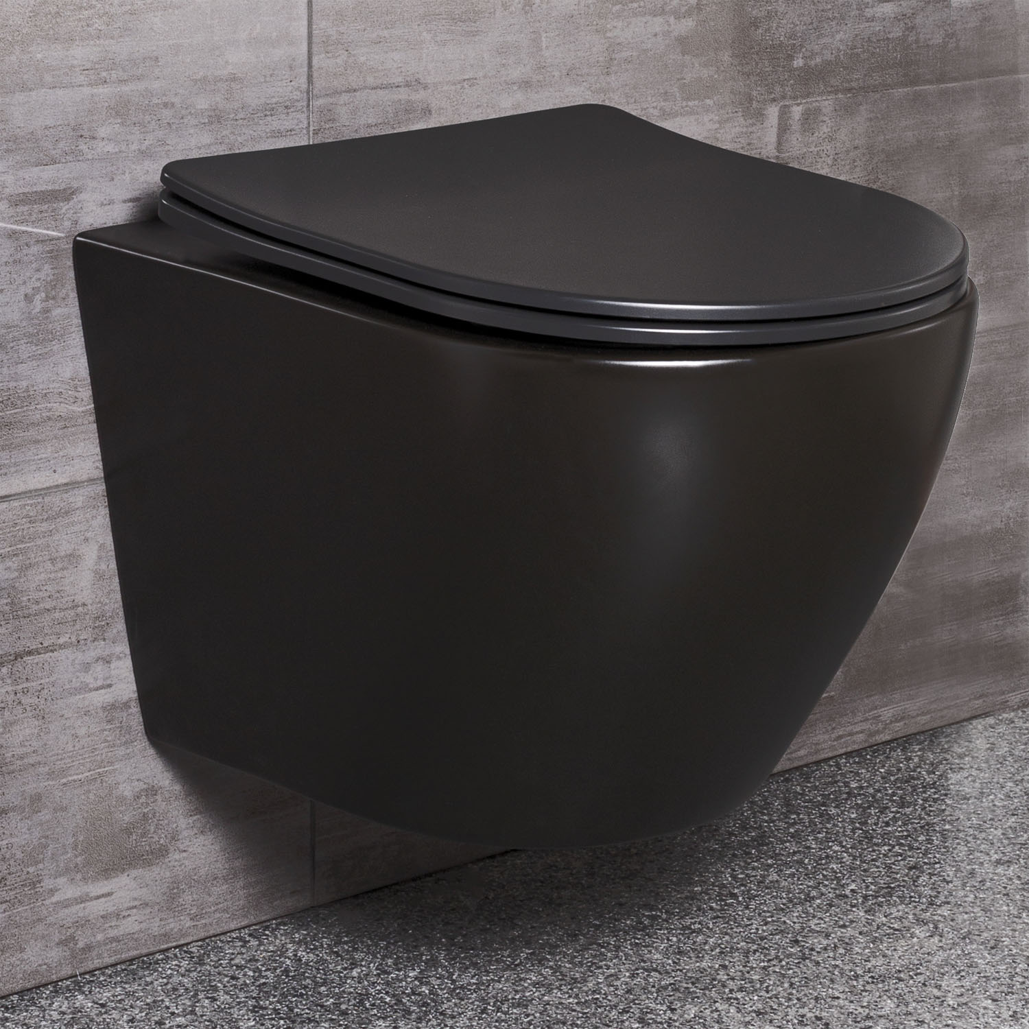 Set Wand-WC mit WC-Sitz spülrandlos „Delos BLM“ 370 × 365 × 485 mm