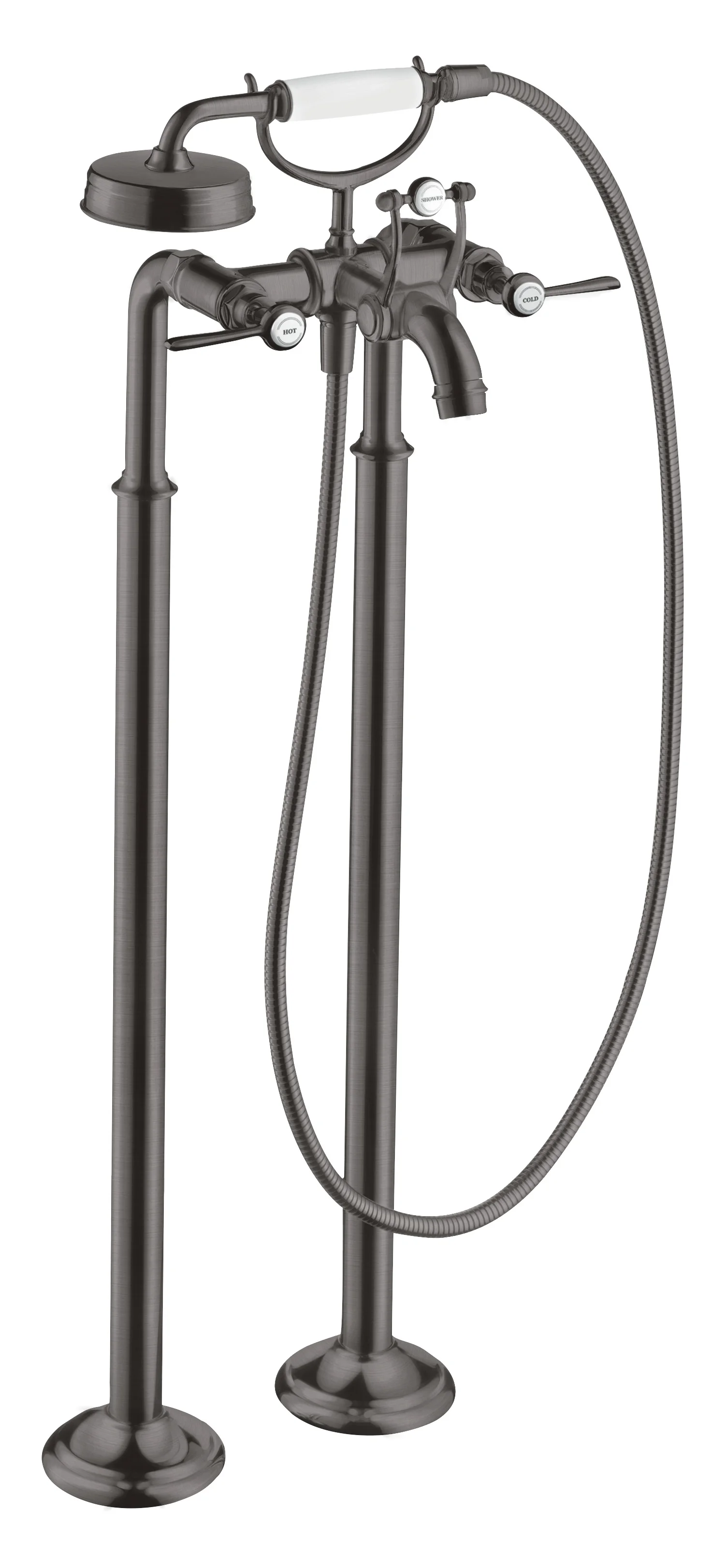 Hansgrohe AXOR Montreux 2-Griff Wannenarmatur bodenstehend, Brushed Black Chrome, Ausladung 234 mm Hansgrohe AXOR Montreux 2-Griff Wannenarmatur bodenstehend, Brushed Black Chrome, Ausladung 234 mm