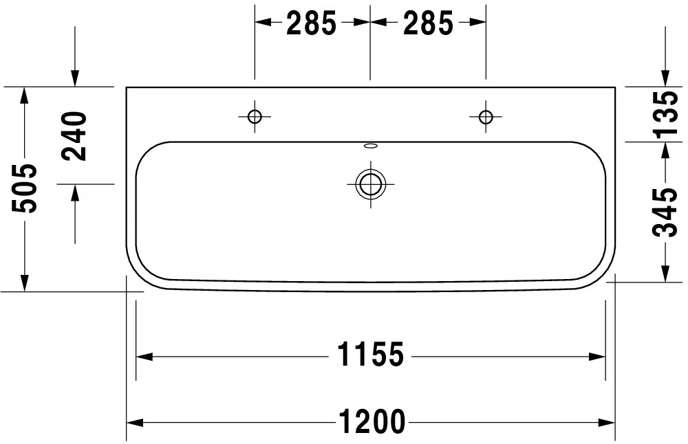 Wandwaschtisch „Happy D.2“, mit Überlauf, Hahnlochposition mittig Wandwaschtisch „Happy D.2“, mit Überlauf, Hahnlochposition mittig