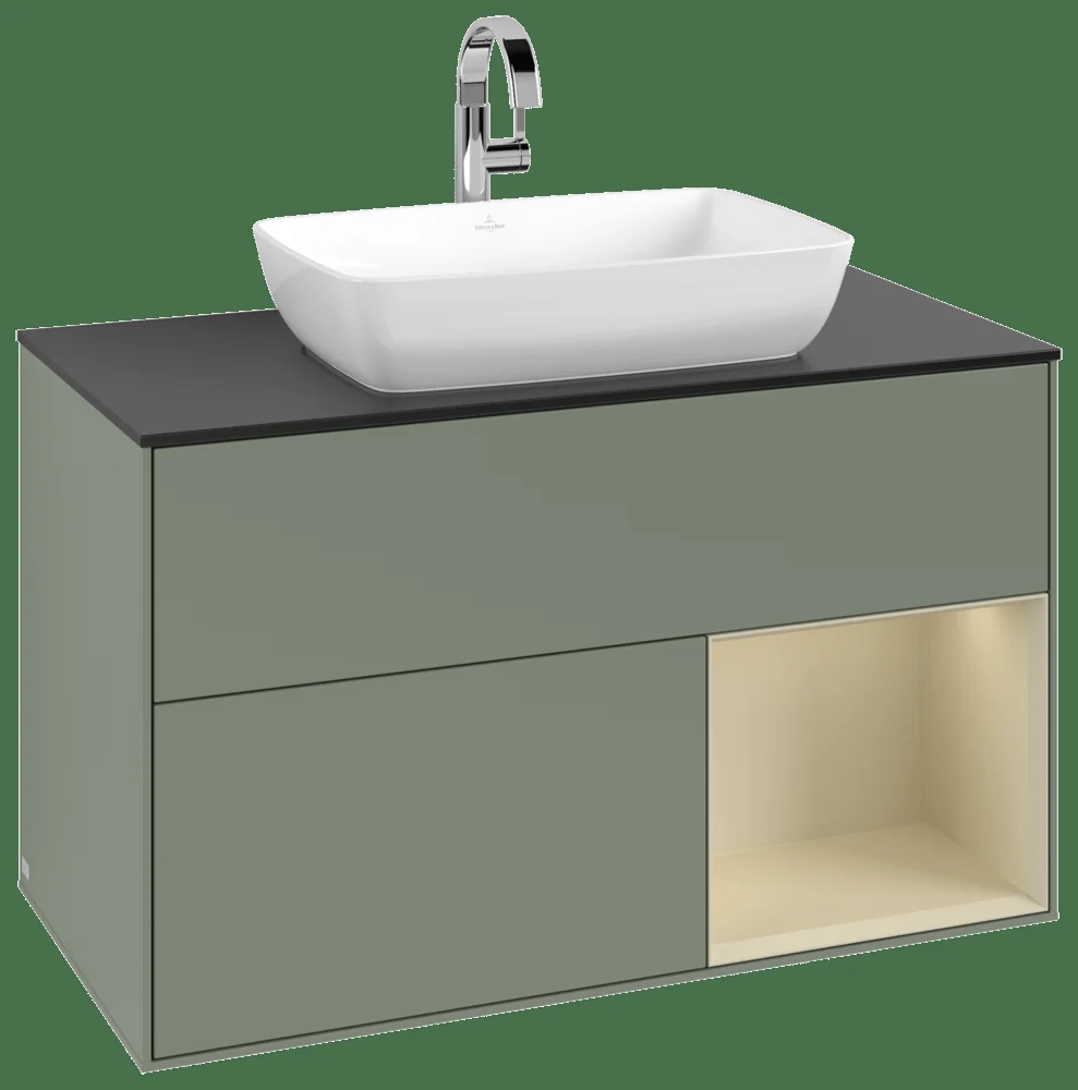 Villeroy & Boch Finion Waschbeckenunterschrank G78 1000x603x501mm Olive Matt/Silk Grey Matt/Glass Black Matt