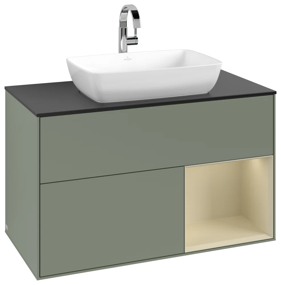 Villeroy & Boch Finion Waschbeckenunterschrank G78 1000x603x501mm Olive Matt/Silk Grey Matt/Glass Black Matt Villeroy & Boch Finion Waschbeckenunterschrank G78 1000x603x501mm Olive Matt/Silk Grey Matt/Glass Black Matt