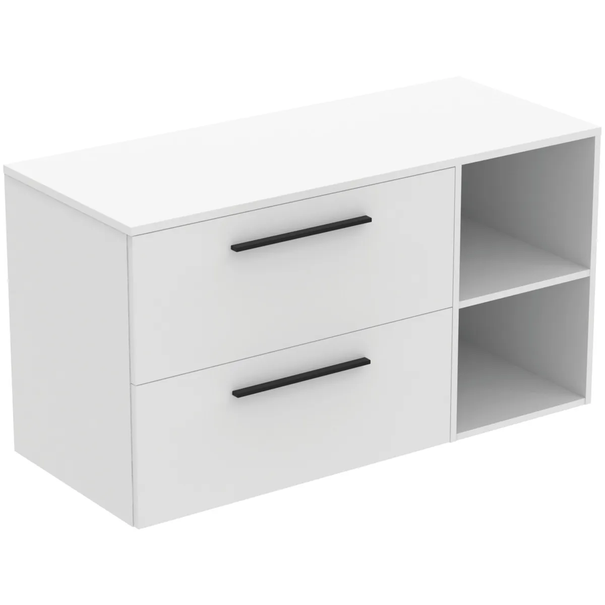 Möbel-Set 120cm i.life B 2 Auszüge 2 offene Fächer Griff Schwarz Weiß matt