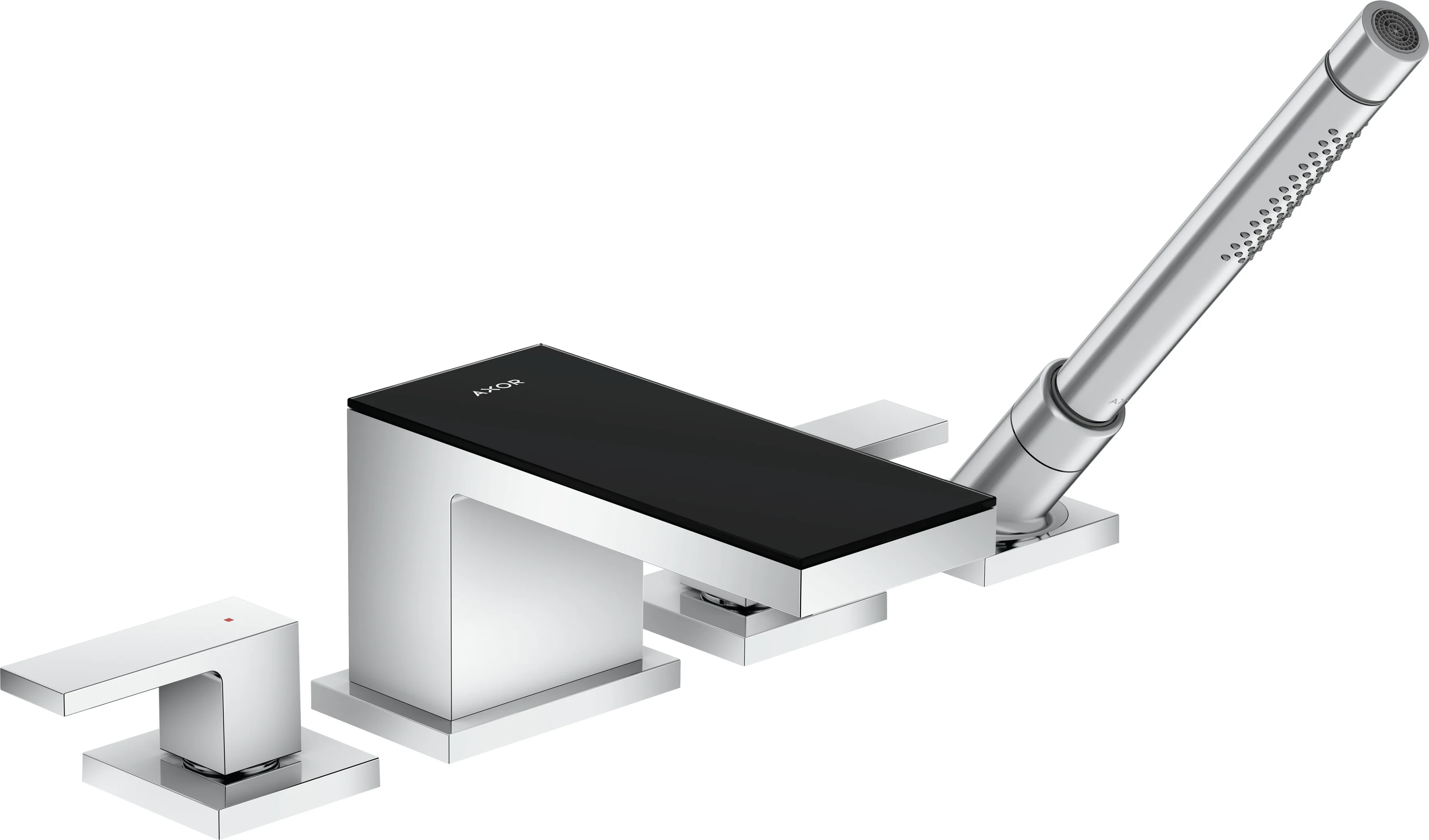 Hansgrohe AXOR MyEdition 4-Loch Wannenrandarmatur schwarz/chrom, Ausladung 151 mm, max. Durchfluss 22 l/min, Wannenrandmontage