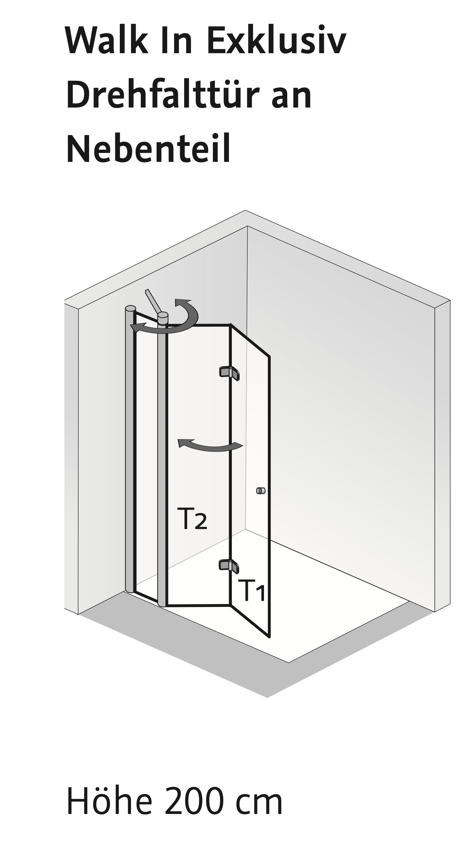 HSK teilgerahmte Drehfalttür pendelbar an Nebenteil „Exklusiv“ Glas Chinchilla, Profile Chromoptik (Alu Hochglanz poliert), Scharniere Premium Softcube, B: 900 mm H: 2000 mm HSK teilgerahmte Drehfalttür pendelbar an Nebenteil „Exklusiv“ Glas Chinchilla, Profile Chromoptik (Alu Hochglanz poliert), Scharniere Premium Softcube, B: 900 mm H: 2000 mm