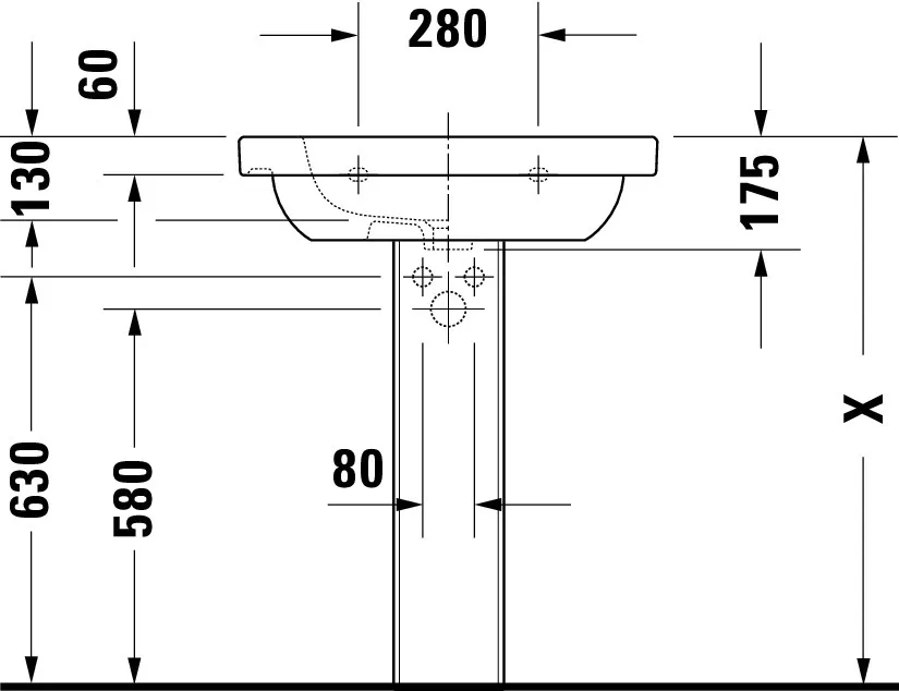 Wandwaschtisch „D-Code“, Form rechteckig 65 × 48,5 cm