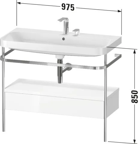 Duravit Waschtischunterschrank c-shaped Set mit Metallkonsole und Schubkasten „Happy D.2 Plus“ 97,5 × 85 × 49 cm