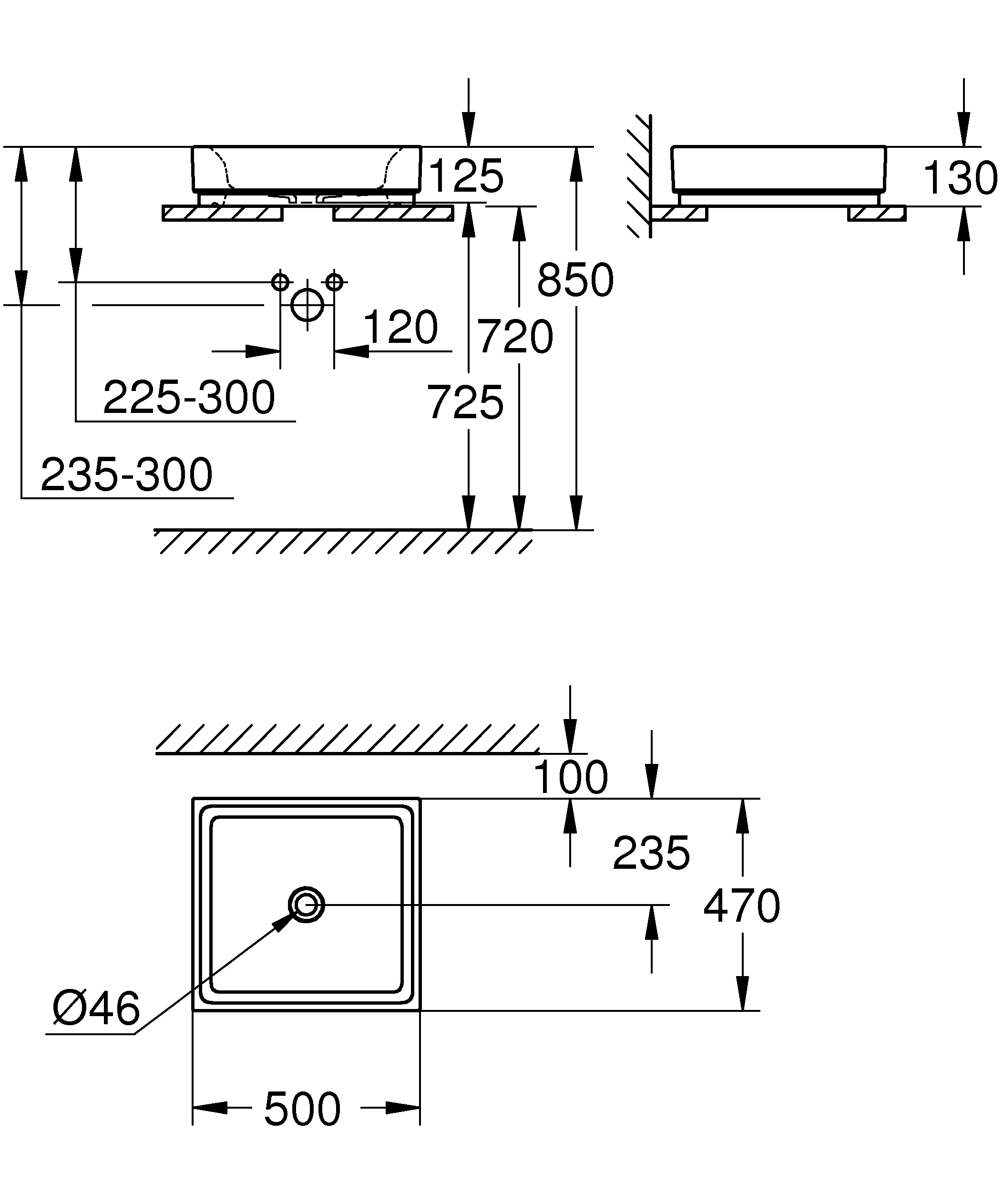 Aufsatzschale Cube Keramik 39481_H, 500 x 470 mm, ohne Hahnloch, ohne Überlauf, PureGuard Hygieneoberfläche, aus Sanitärkeramik, alpinweiß