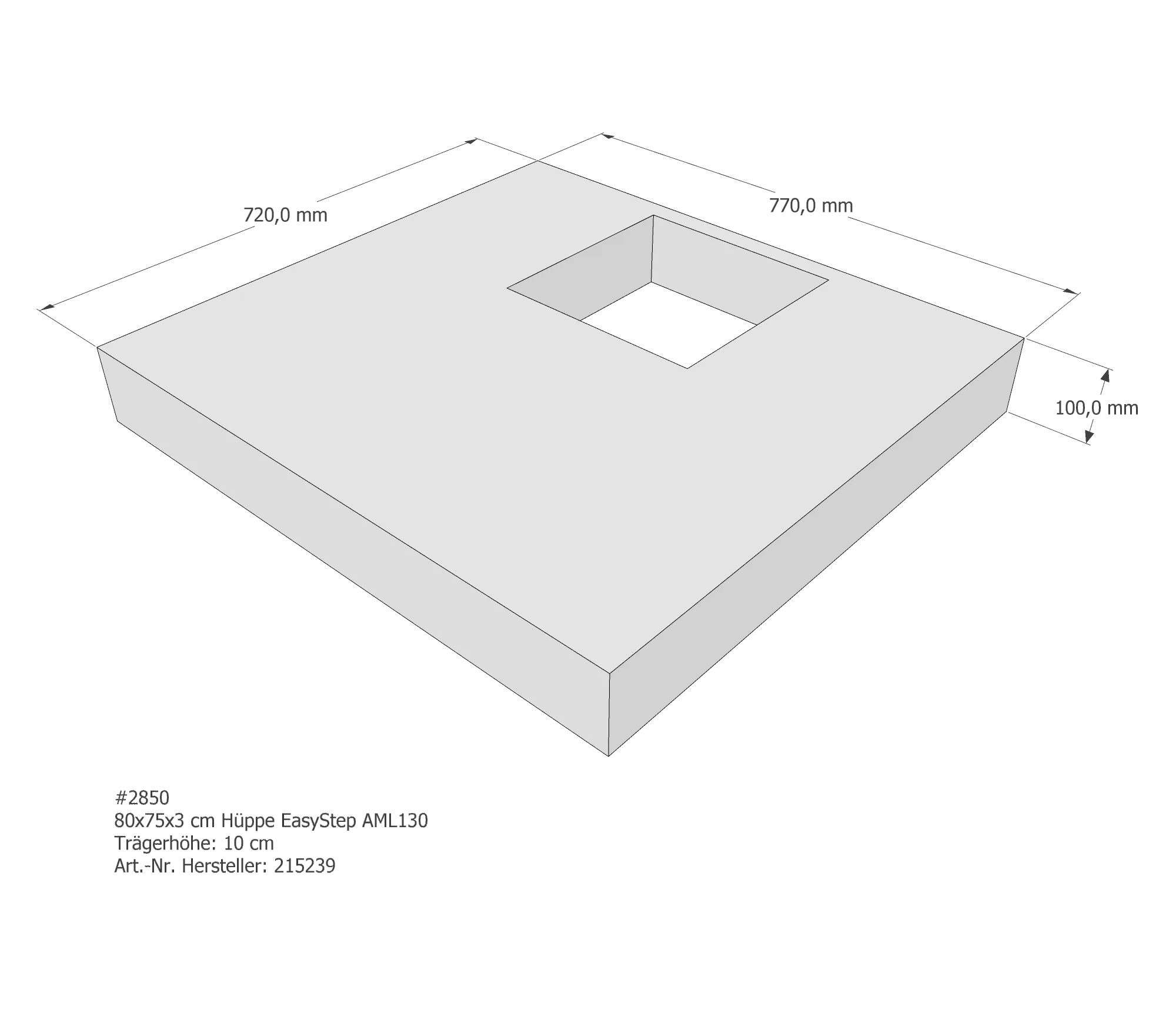 Duschwannenträger für Hüppe EasyStep 80 × 75 × 3 cm Duschwannenträger für Hüppe EasyStep 80 × 75 × 3 cm