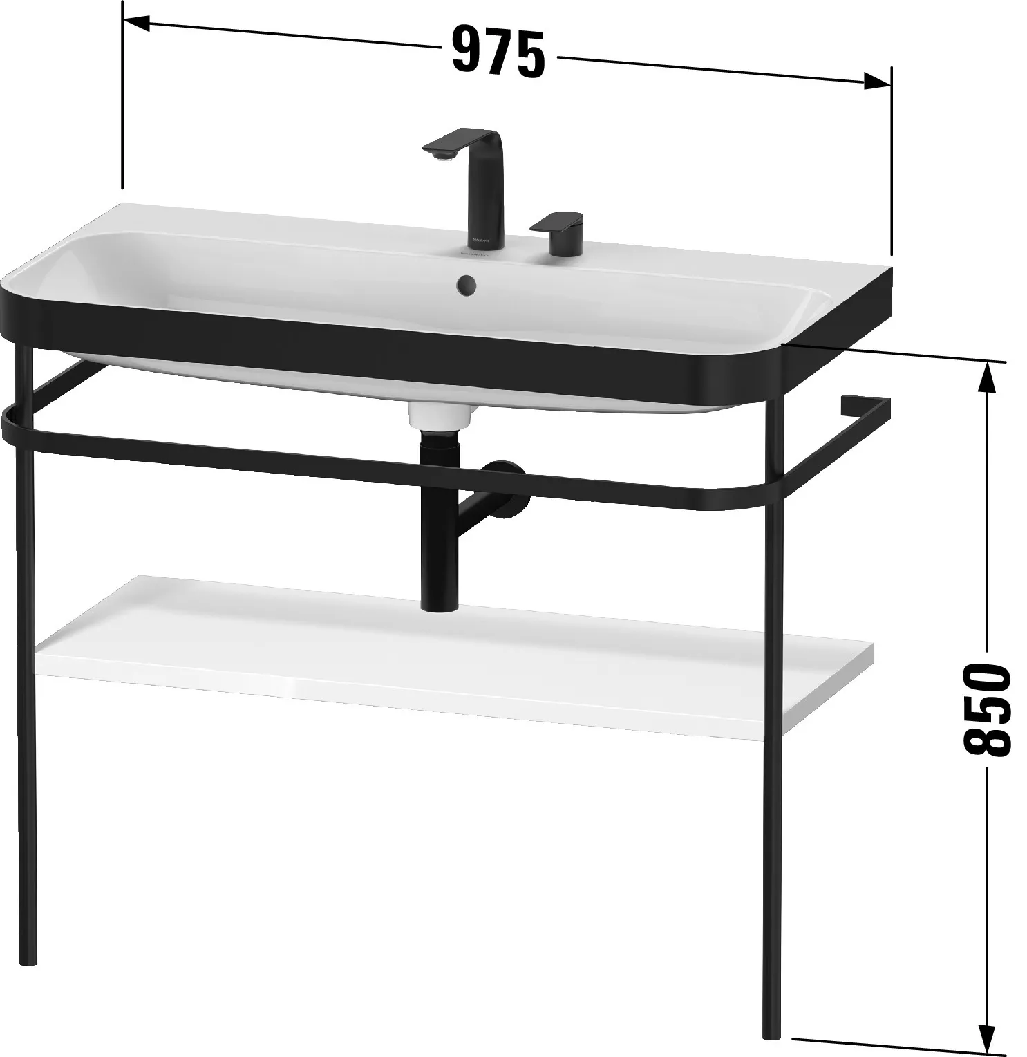 Duravit Waschtischunterschrank mit Metallkonsole „Happy D.2 Plus“ 97,5 × 85 × 49 cm