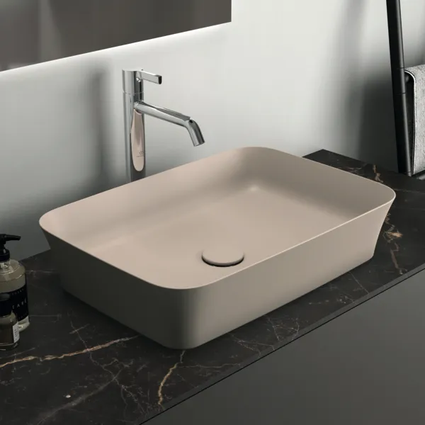 Waschtischplatte Conca, aus Keramik, 1202x505x6mm, Marmor Noir Desir
