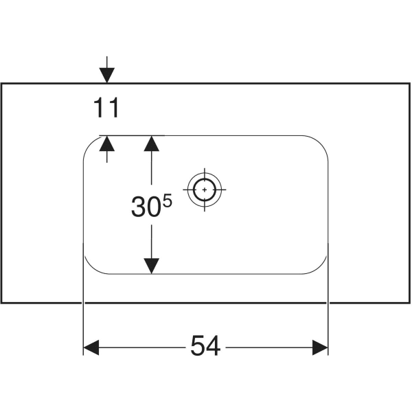 Wandwaschtisch mit Ablagefläche „iCon Light“, rechteckig, mittig, Ablagefläche links und rechts 90 × 48 cm in weiß alpin mit KeraTect®