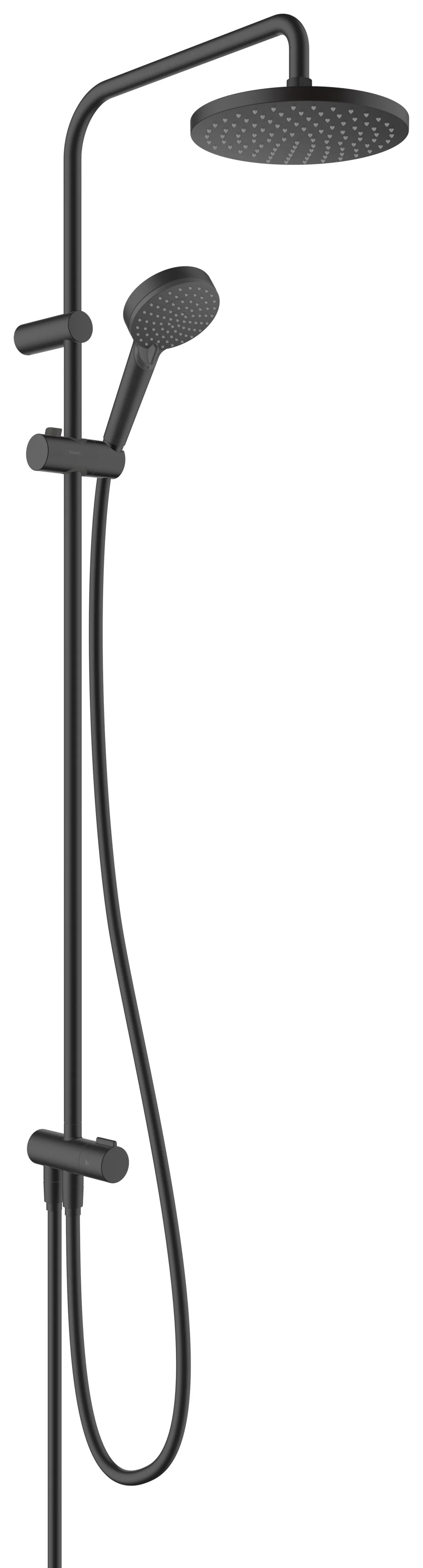 Hansgrohe Vernis Blend Showerpipe 200 1jet mattschwarz, Aufputzinstallation, Brausearmlänge 400 mm, Metaflex-Brauseschlauch 80 cm oder 160 cm Hansgrohe Vernis Blend Showerpipe 200 1jet mattschwarz, Aufputzinstallation, Brausearmlänge 400 mm, Metaflex-Brauseschlauch 80 cm oder 160 cm