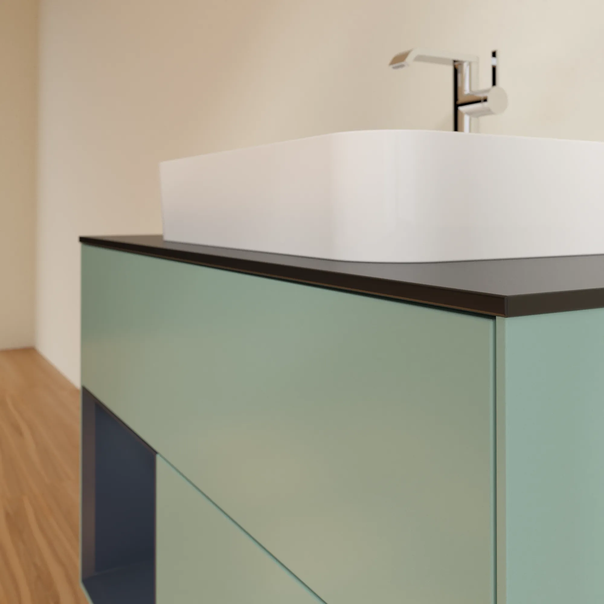 Villeroy & Boch Waschtischunterschrank „Finion“ für Schrankwaschtisch 1000 × 603 × 501 mm Olive Matt Lacquer, für Becken mittig