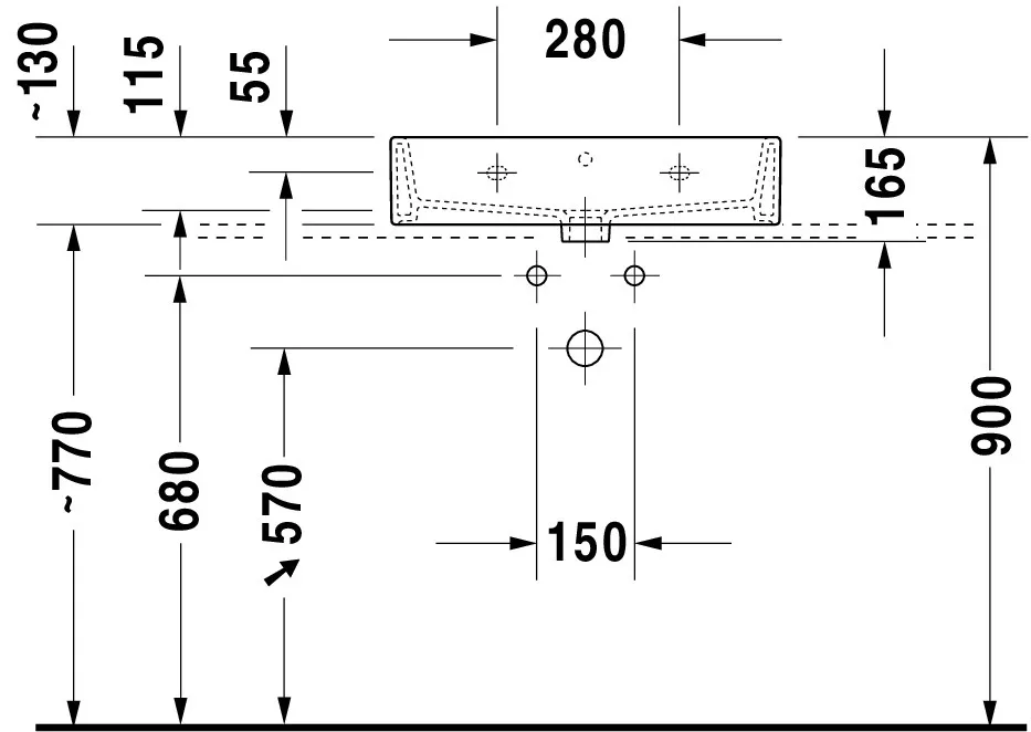 Wandwaschtisch „Vero Air“, mit Überlauf, Hahnlochposition mittig  Wandwaschtisch „Vero Air“, mit Überlauf, Hahnlochposition mittig